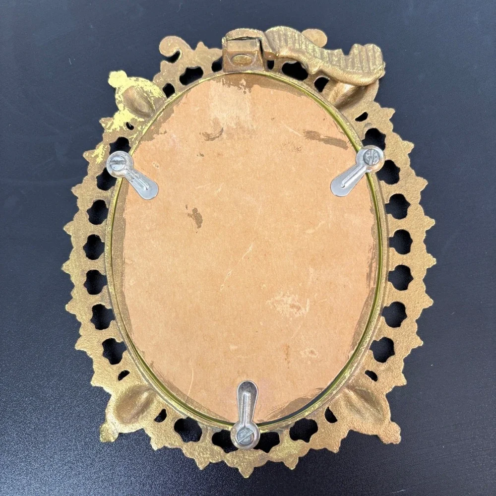 Unbranded‎ Vintage Tabletop Mirror 9x7 Gold Ornate Fleur De Lis Frame Vanity